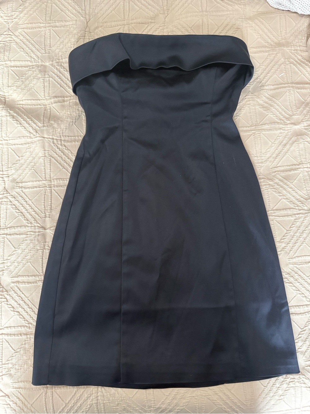 Aritzia Strapless Black Folded-Neck Mini Dress
